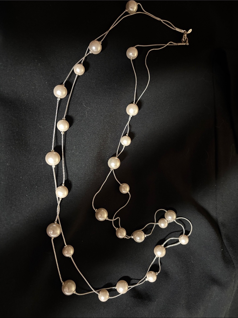 Diver and Pearl Two Strand Necklace